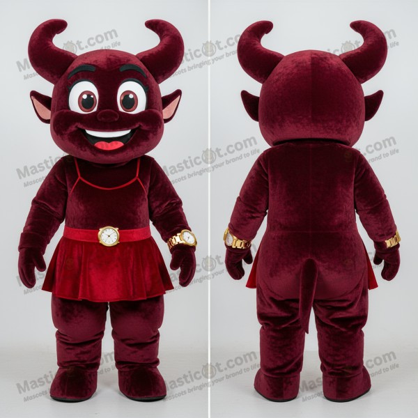 Maroon plush devil mascot - Masticot.com