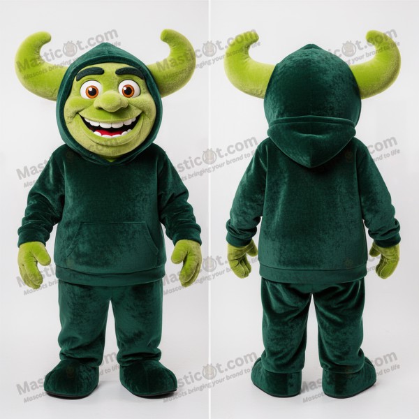 Emerald green broad shouldered ogre mascot - Masticot.com