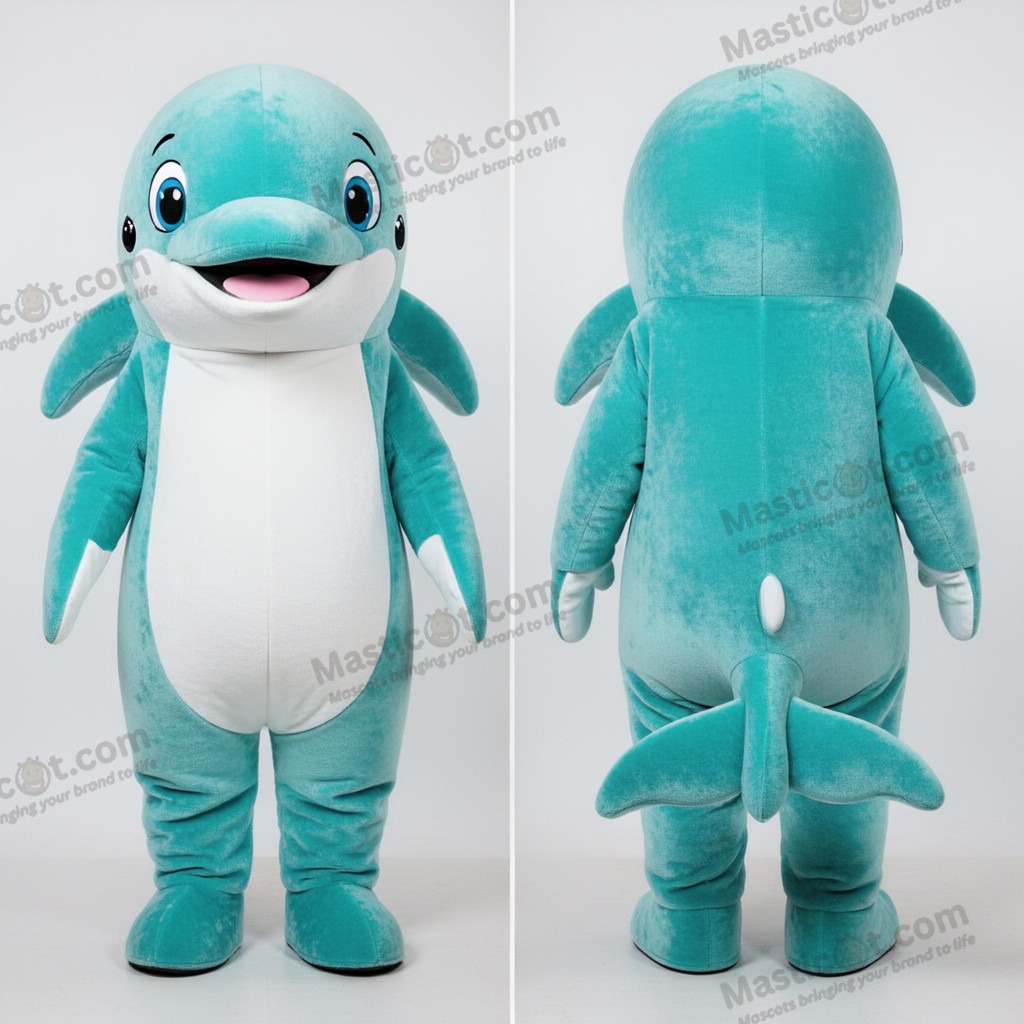 Teal rounded beluga whale mascot - Beluga Whale - MASTICOT_10111 - Masticot.com