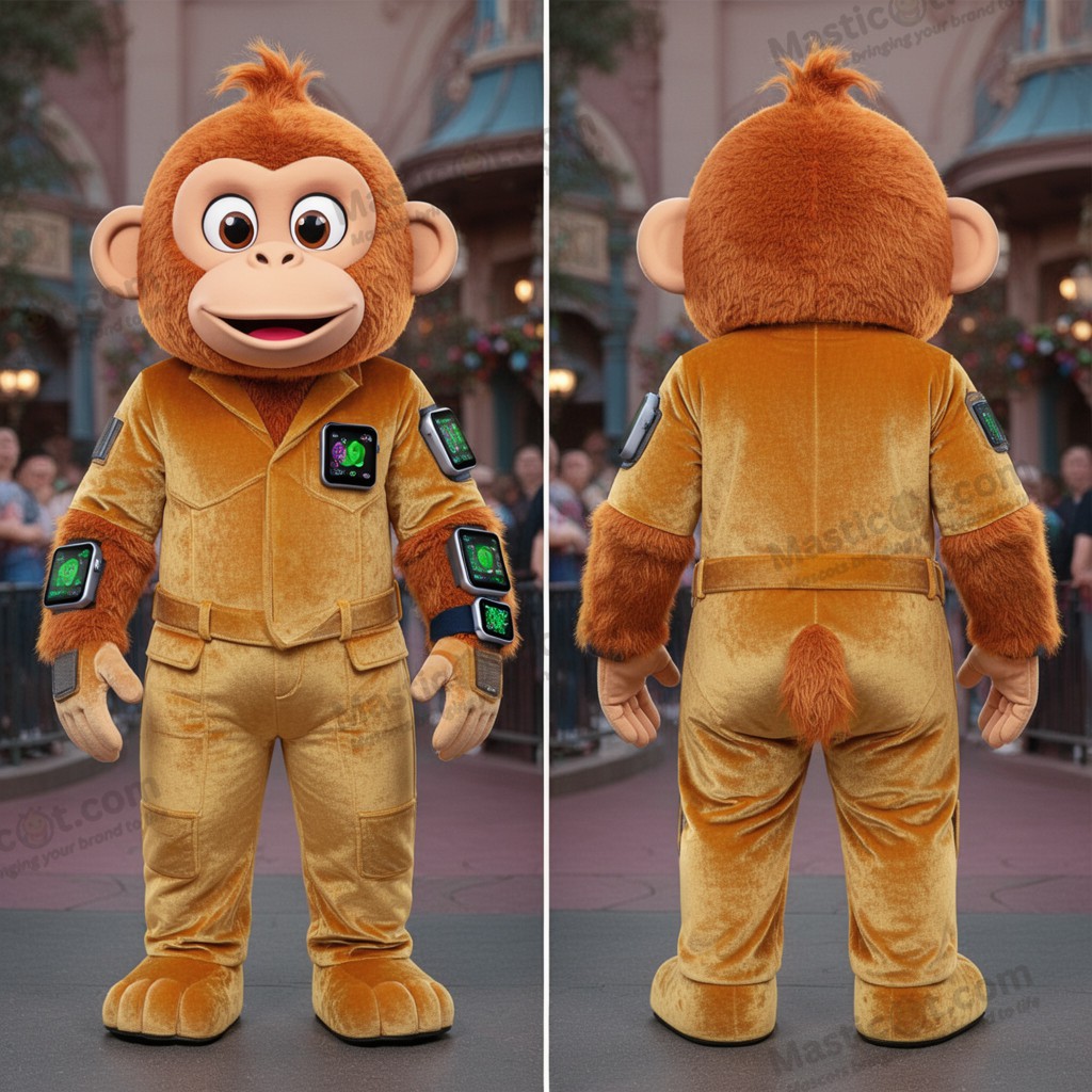 Mascote de peluche dourado de orangotango - Orangotango - MASTICOT_10180 - Masticot.com