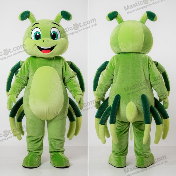 Limegrønn koselig edderkopp-maskot - Masticot.com