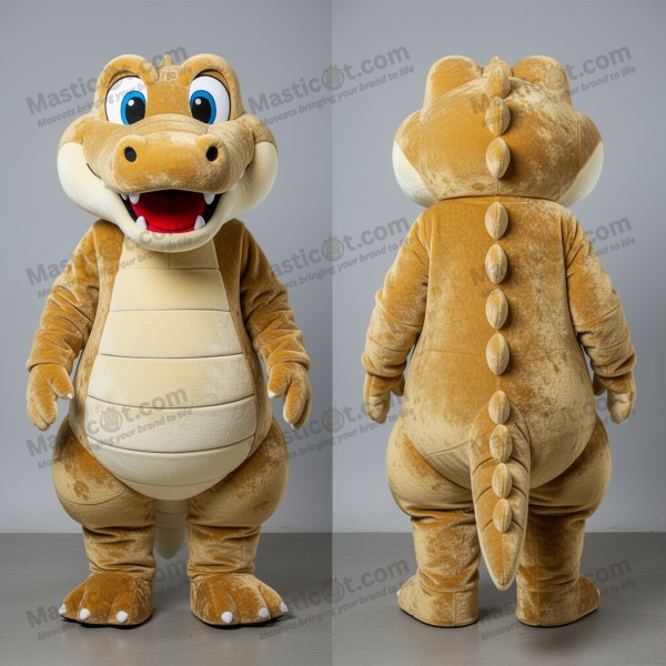 Golden scaled broad shouldered crocodile mascot -