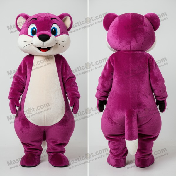 Magenta plush weasel mascot - Masticot.com