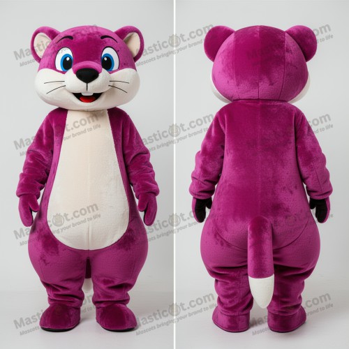 Magenta plush weasel mascot - Masticot.com