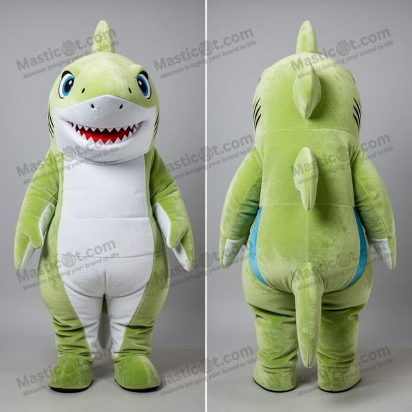Lime Green Plush Padded Megalodon Mascot - Masticot.com