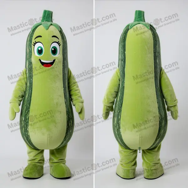 Lime Green Rounded Zucchini Mascot - Zucchini - MASTICOT_1003 - Masticot.com