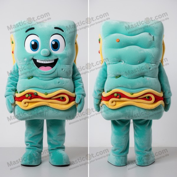 Turquoise layered lasagna mascot - Masticot.com