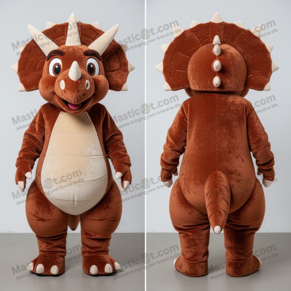 Mascotă triceratops prietenoasă, portocaliu ruginie -