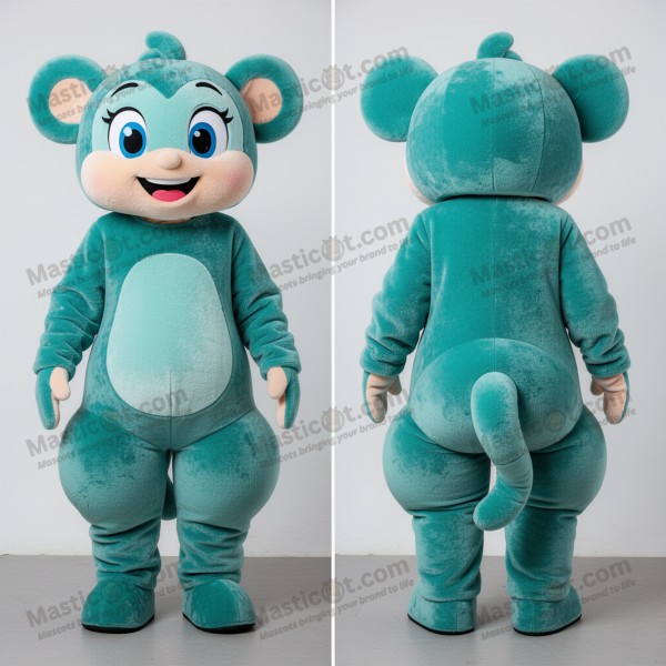 Teal velvety contortionist mascot - Masticot.com