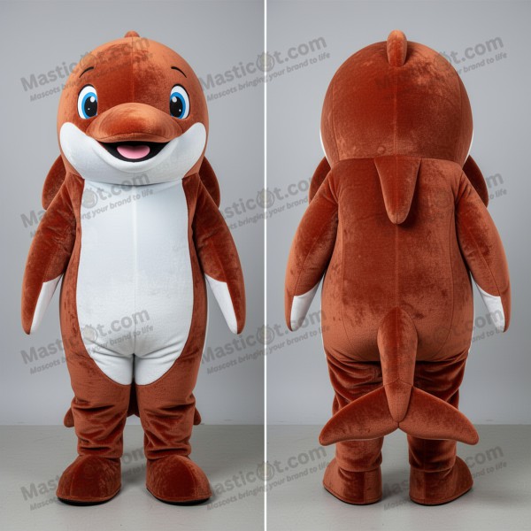 Rust orange velvety dolphin mascot - Masticot.com