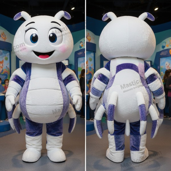 Hvit, rund edderkopp-maskot - Masticot.com