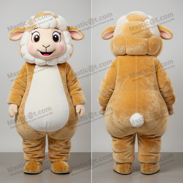 Mascota de oveja merino de hombros anchos con lana dorada -