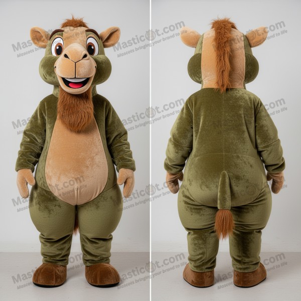 Olive green cuddly camel mascot - Masticot.com