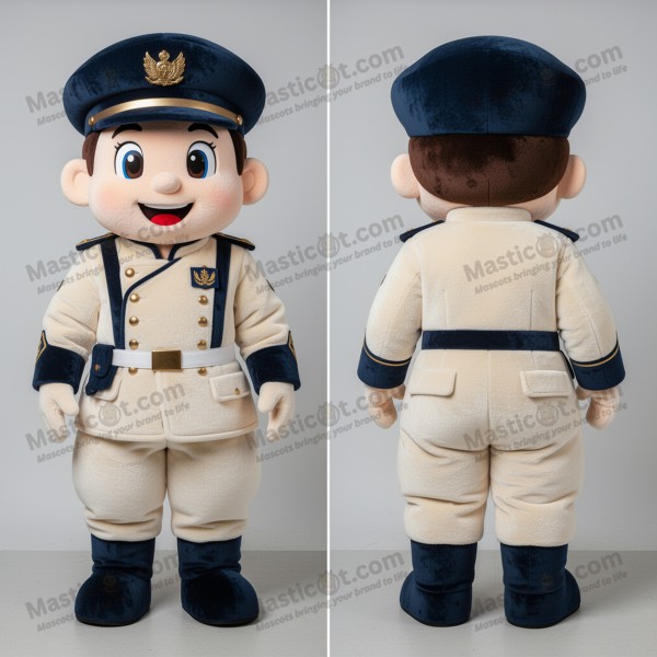 Kremfarget polstret marine-soldat maskot - Masticot.com