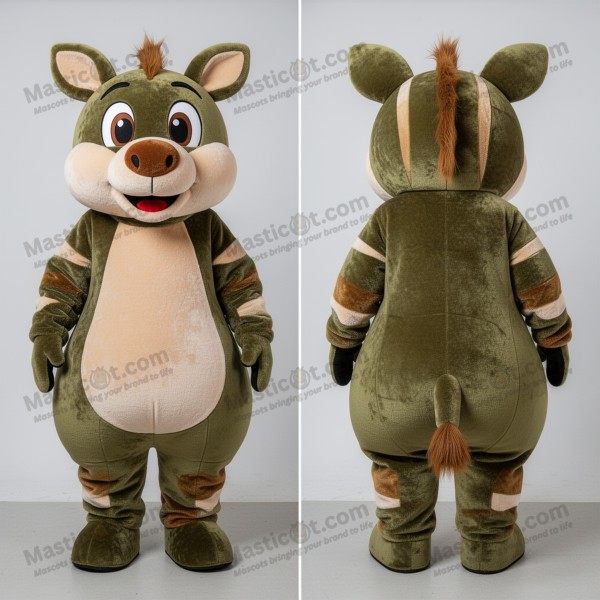 Olive green fleece quagga mascot - Masticot.com