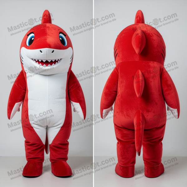Crimson Velvety Shark Mascot - Masticot.com