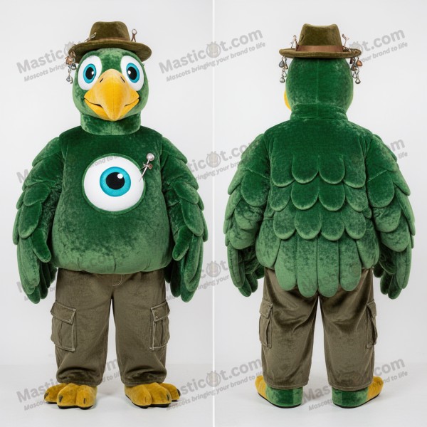 Myk grønn tegneserie-geirfugl maskot - Masticot.com
