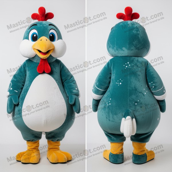 Mascota de pavo de Guinea vibrante color turquesa -