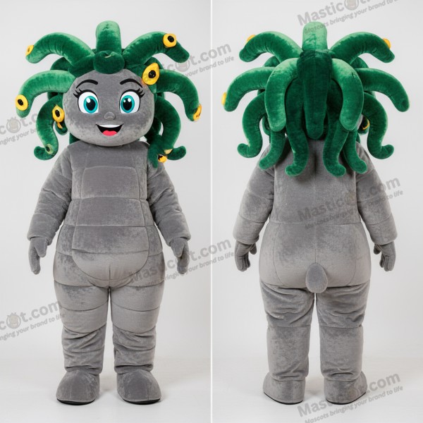 Mascote Medusa Cinza Aveludado Expressivo - Masticot.com