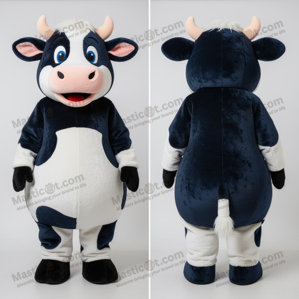 Costum de Vacă Guernsey Albastru Marin cu Blană -