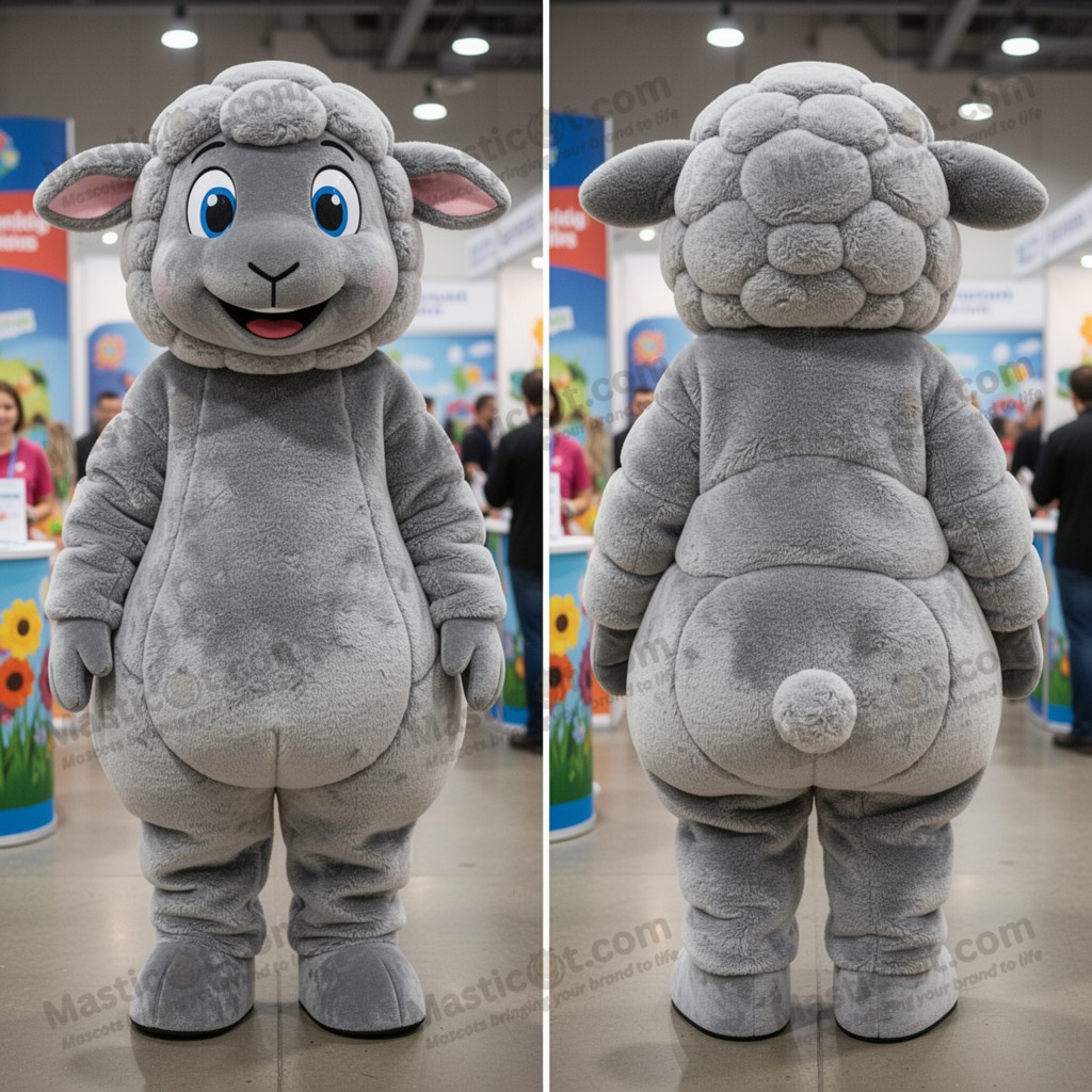 Flauschiges graues Schaf-Maskottchen - Masticot.com