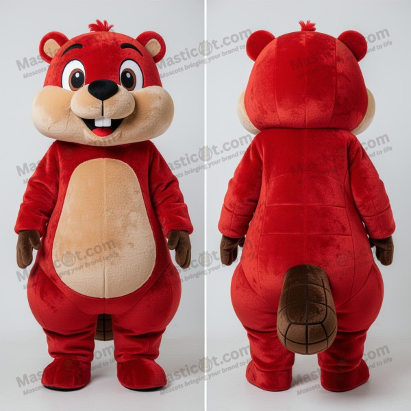 Crimson Cartoon Beaver Mascot - Masticot.com