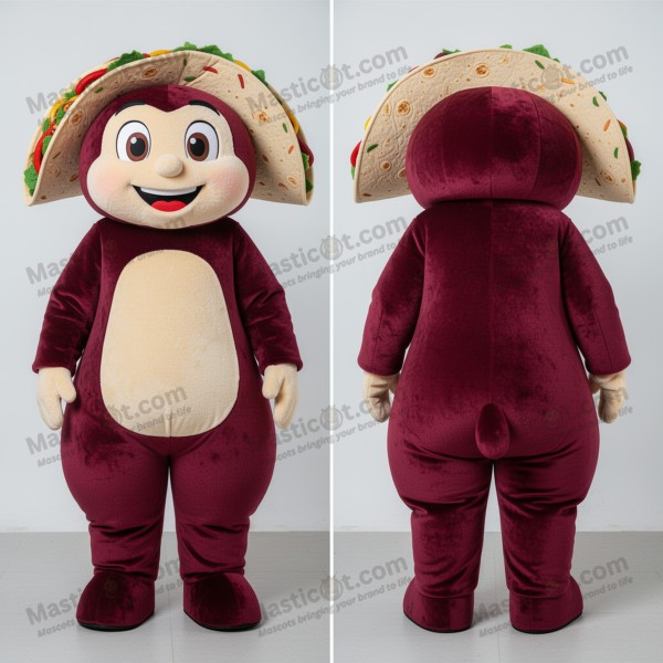 Mascota de fajitas aterciopelada en color granate -