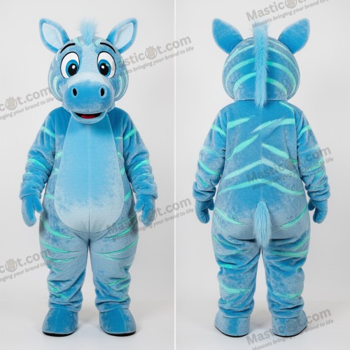 Himmelblauer Samt-Zebra-Maskottchen - Zebra - MASTICOT_11513 - Masticot.com