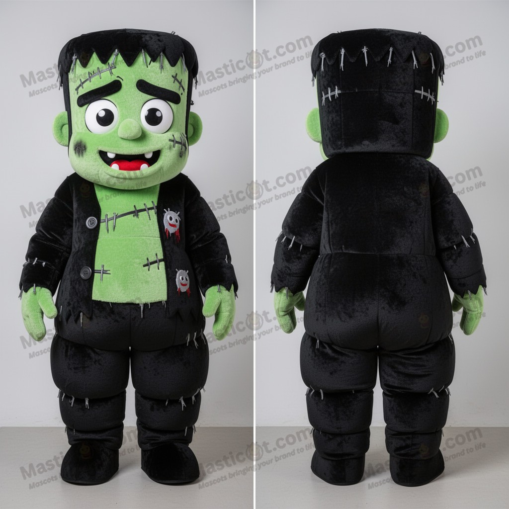 Emerald green broad shouldered frankenstein mascot -