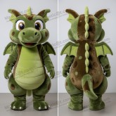 Olive green cuddly dragon mascot - Masticot.com