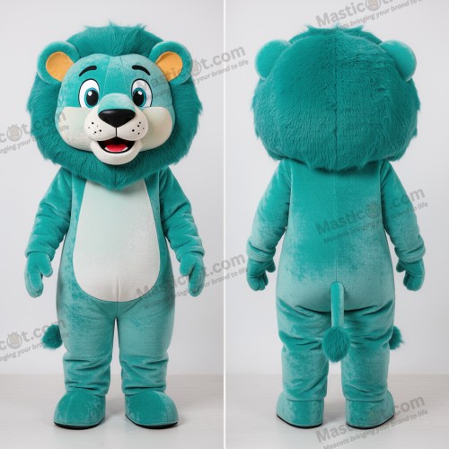 Teal Tecknad Lejonmaskot - Lejon - MASTICOT_11612 - Masticot.com