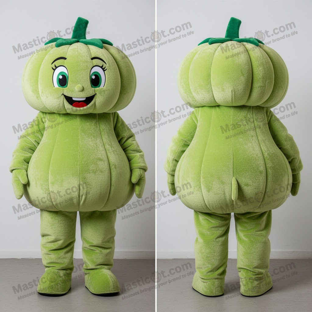 Lime green rounded pumpkin mascot - Masticot.com