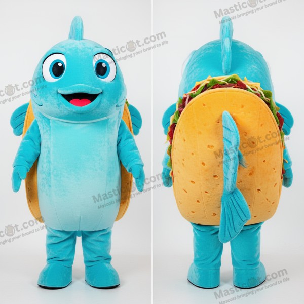 Cyan flöjtklänning Fish Tacos maskotkostume - Fisk Tacos - MASTICOT_11780 - Masticot.com