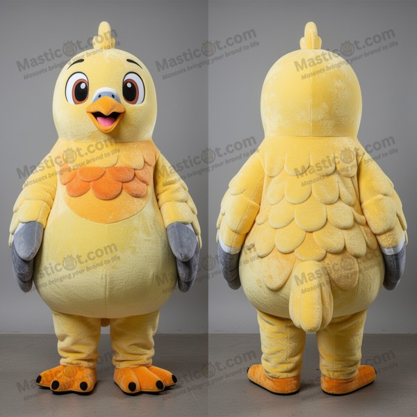 Mascota de paloma esponjosa color amarillo dorado -