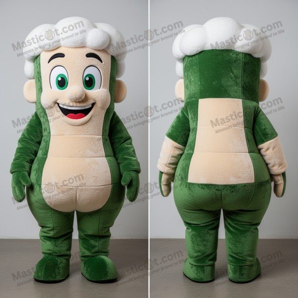 Krémově Pěnový Kreslený Zelený Pivní Maskot - Masticot.com