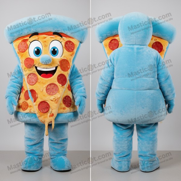 Sky blue velvet pizza mascot - Masticot.com