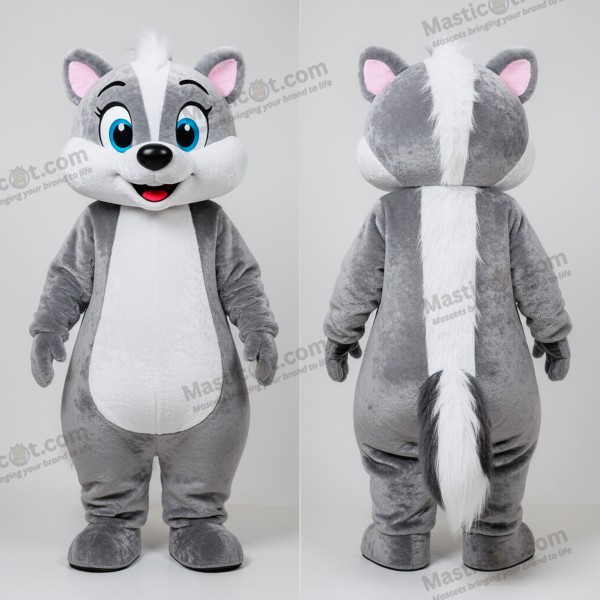 Silver skunkmaskot i slät design - Skunk - MASTICOT_12052 - Masticot.com