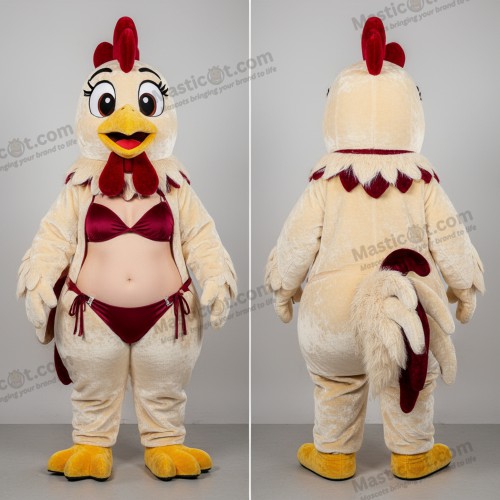 Kremfarget hanekyll-maskot - Haner - MASTICOT_12055 - Masticot.com