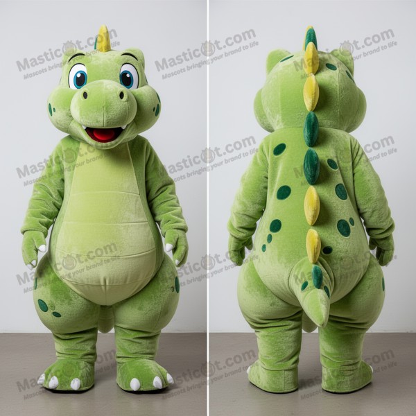 Lime green rounded stegosaurus mascot - Masticot.com