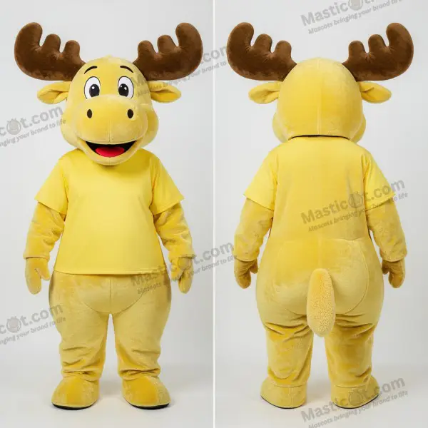 Lemon yellow playful moose mascot - Moose - MASTICOT_12081 - Masticot.com