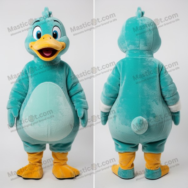 Turquoise velvety goose mascot - Masticot.com