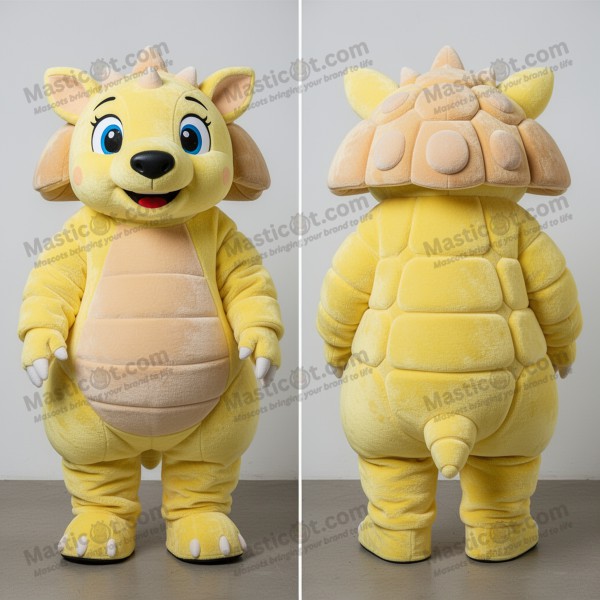 Lemon yellow cuddly glyptodon mascot - Masticot.com