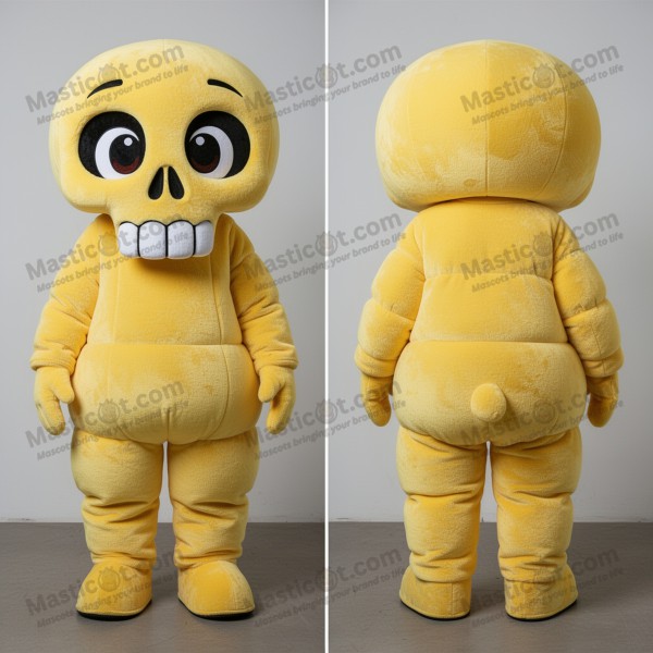 Velvet yellow grinning skull mascot - Masticot.com