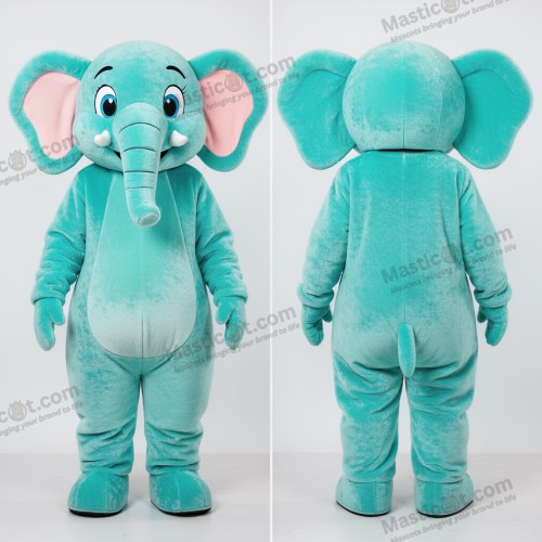 Mascote Elefante Turquesa Redondo - Elefante - MASTICOT_12342 - Masticot.com