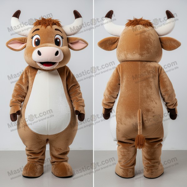 Tan gentle horned zebu mascot - Masticot.com