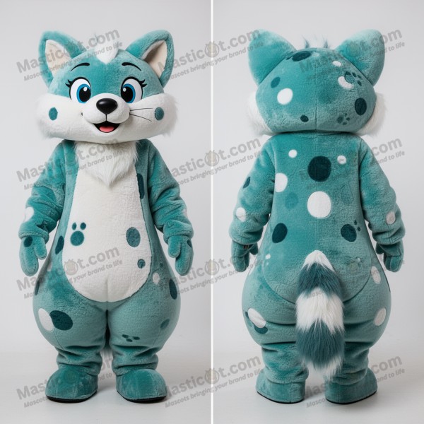 Teal Cartoon Ermine Mascot - Masticot.com
