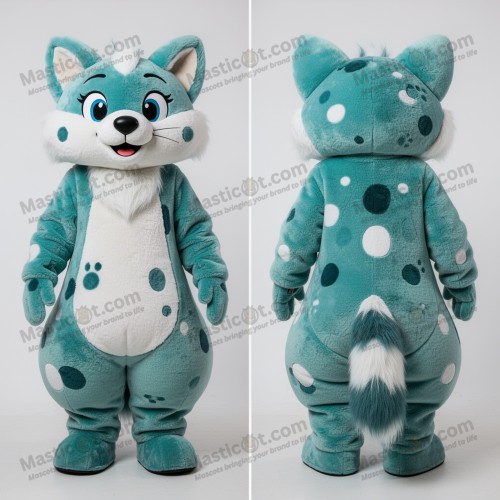 Teal Cartoon Ermine Mascot - Masticot.com