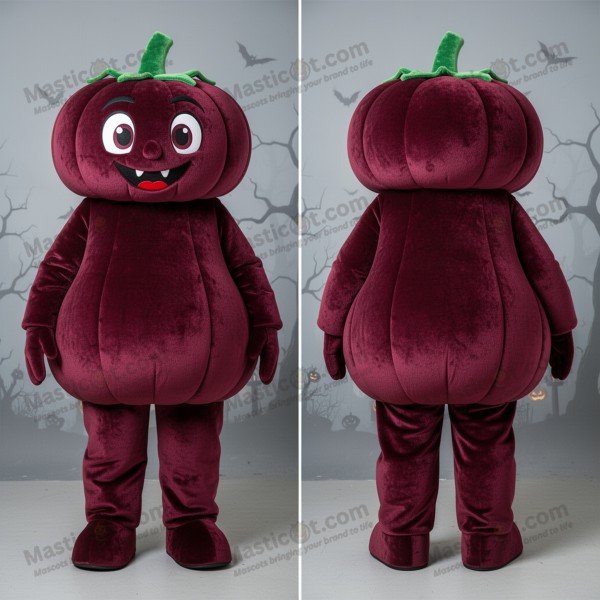 Maroon rounded pumpkin mascot - Masticot.com