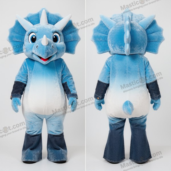 Himmelblå tegneserie-triceratops maskot - Triceratops - MASTICOT_12451 - Masticot.com