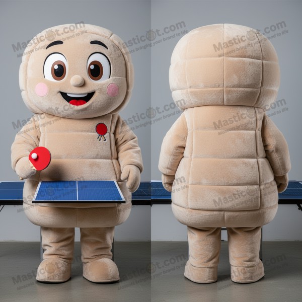 Beige Plush Rounded Ping Pong Table Mascot - Masticot.com